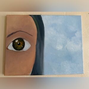 Hand-Painted Blue Sky Canvas Wall Art 
Measure 14”w x 11” H